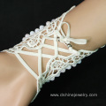 White Lace Pearl Bracelet For Wedding With Ring Set
